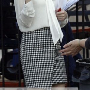 Black & White Asymmetrical Houndstooth Mini Skirt